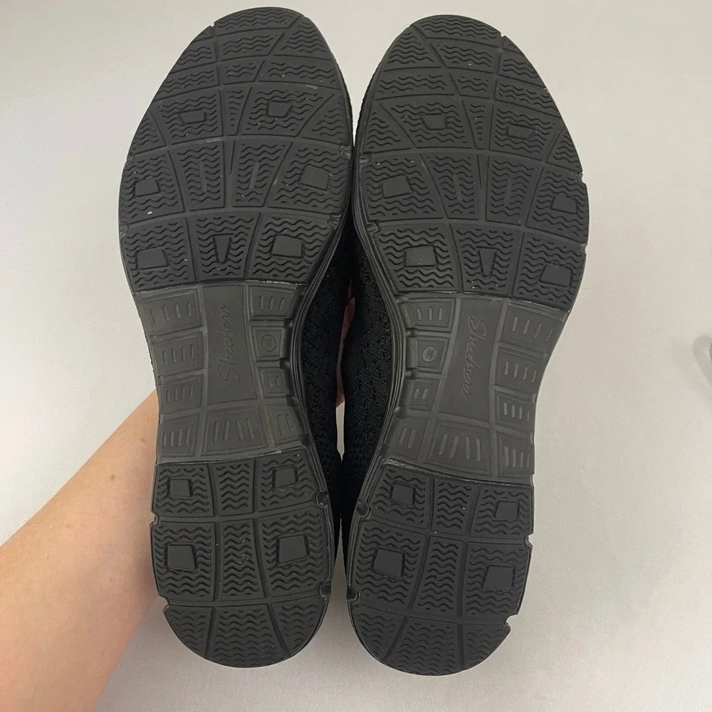 Skechers Seager Stat Womens 9 Black Knit Slip‎ On Casual Comfort Shoes 49481W